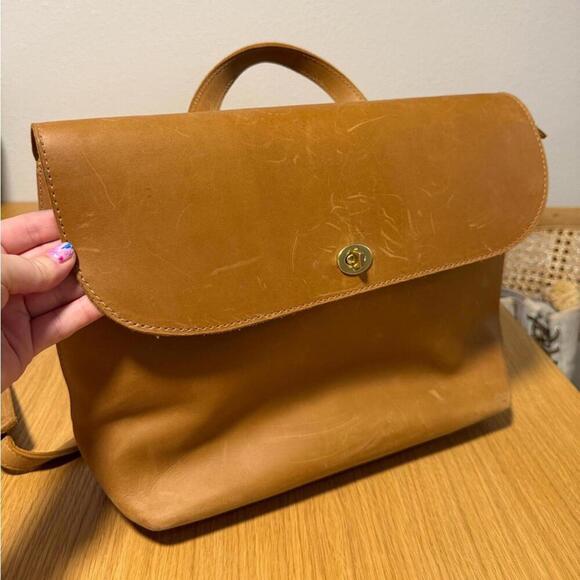 Parker Clay - Tan Leather Backpack - Picture 1 of 6